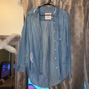 distressed jean flannel